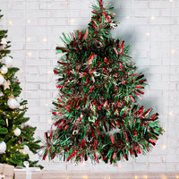 Guirlande décorative de Noël en tinsel avec bonhomme de neige et homme en pain d'épices pour la décoration de l'arbre de Noël et des fêtes