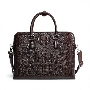 Bolso para Portátil de Piel de Cocodrilo <span class=keywords><strong>Siamés</strong></span> Genuina para Hombre, Mochila Cruzada Casual, Maletín de Negocios para Viajes con Cierre de Cremallera - Product Image 1