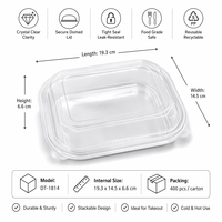 Boîte en PET transparente de qualité alimentaire, grande, à bords carrés, avec couvercle bombé et languette d'ouverture facile, jetable, pour emballage de pâtisseries et fruits