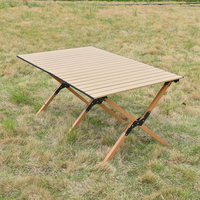 Table pliante d'extérieur moderne et légère avec finition grain métallique pour le camping, le barbecue et les repas