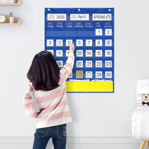 Fabric Calendar Board Horizontal Rectangle Time Management Back To School Modern Design Single Piece Package - Product Image 2