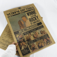 Tarjeta de Papel con Fotos Únicas de Periódico Vintage para Invitación de Boda, Programa de Ahora que Sí, Cronograma de la Boda