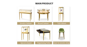 Vitrina Elegante MASTER <span class=keywords><strong>en</strong></span> Dorado y Blanco para Joyería, Superficie Ecológica, Gabinete de Almacenamiento Inferior Grande, Ideal para Exhibición <span class=keywords><strong>en</strong></span> Tiendas de Joyería - Product Image 3