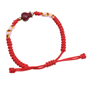 Cinnabar Lucky Bag <b>Bracelet</b> <b>Red</b> String Woven Flower Design Unisex Gift Jewelry Hangzhou Origin - Product Image 5