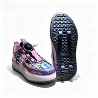 Chaussures de roller LED pour filles et enfants avec lumières, pour patins à roulettes 2 en 1 avec roues en PU
