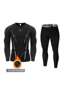 Ensemble <span class=keywords><strong>de</strong></span> sous-vêtements thermiques doublés en polaire pour hommes, pour la course à pied, l'entraînement, le <span class=keywords><strong>ski</strong></span>, vêtements <span class=keywords><strong>de</strong></span> sport d'hiver transfrontaliers - Product Image 6