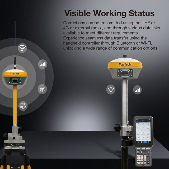 TopTech TK800 GNSS RTK Base Station Super Base UHF Radio Antenna GPS RTK Land Surveying IP68 Rated -30~65 Operating Temperature