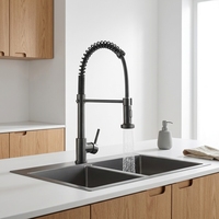 Robinet de cuisine en acier inoxydable 304 à montage sur plan, avec douchette extractible rotative à 360 degrés et cartouche céramique, design moderne, vente chaude