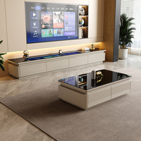 Moderne Luxus Glasplatte Massivholz TV-Ständer und quadratische Couch tisch Set Multifunktion für Home Living Room Furniture Design