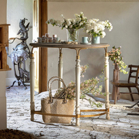 Table console en bois massif de style campagnard français avec cadre en métal design antique durable pour meubles de chambre à coucher à domicile