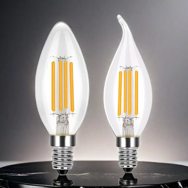Edison Filament Candle Bulb 2700K Warm White Dimmable LED Candelabra for Residential Use AC110V 4W B11 C35 E12 Candle Lights