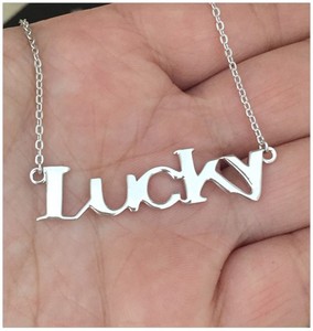 ACEWORKS High Polished Customized 925 Sterling Silver Personalized Initial Letter Lucky Symbol Necklace - Product Image 4