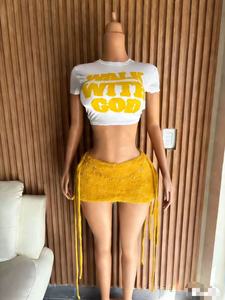 Conjunto de Top y Falda para Mujer, Estilo Y2K, Elástico, Informal, para Verano, con Camiseta y Minifalda, Conjunto de 2 Piezas - Product Image 4