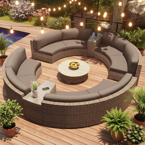 Conjunto de Sofás Modernos para Jardín, Mimbre Sintético, Sofá de Terraza con Cojines Impermeables, Duradero y Ecológico - Product Image 1