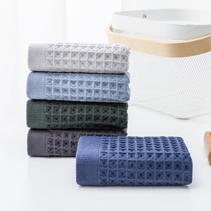 Japanese Style Waffle Towel 34x34Cm Pure Cotton <b>Square</b> Geometric Pattern Gift Towel For Adults - Product Image 4