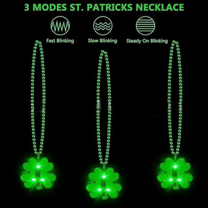 Collares de Cuentas con Trébol Verde Iluminado con LED para el Día de San Patricio de HLC, Collares Luminosos con Hoja de Trébol Irlandés para Fiestas y Eventos - Product Image 4