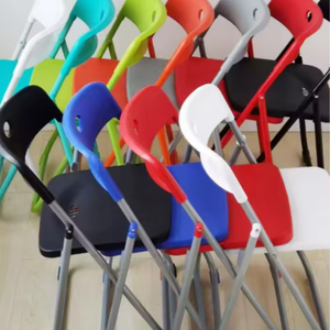 Sedie pieghevoli moderne bianche e nere con struttura in ferro-scuola portatile e uso esterno impilabili in metallo sedie pieghevoli all'ingrosso - Product Image 6