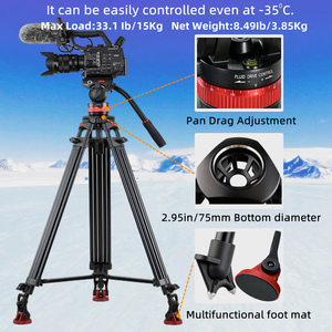 Trípode de cámara portátil profesional Soporte de cabeza fluida de aluminio para videocámara/<span class=keywords><strong>DSLR</strong></span> Trípode de video nuevo y mejorado - Product Image 6