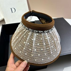 Sombrero de sol coreano vintage de malla <span class=keywords><strong>con</strong></span> lunares, <span class=keywords><strong>gorra</strong></span> sin copa de ganchillo, novedad de verano 2026, <span class=keywords><strong>visera</strong></span> de marca de diseñador de moda para exteriores, playa y golf - Product Image 3