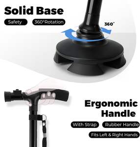 Оптовая продажа Заводская пользовательская трость для ходьбы трость костыли регулируемый светодиодный свет медицинский складной алюминиевый складной - Product Image 3