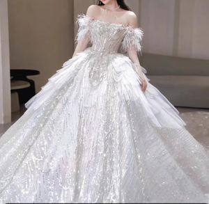 S0514Y 2026 Nuovo Abito da Sposa con Collo Halter Leggero, Stile <span class=keywords><strong>Haute</strong></span> <span class=keywords><strong>Couture</strong></span> di Alta Qualità, Vestito da Sposa con Strascico per Taglie Forti e Petite - Product Image 1