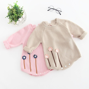 Peleles <span class=keywords><strong>de</strong></span> punto suave para niñas, ropa <span class=keywords><strong>de</strong></span> bebé, mono <span class=keywords><strong>de</strong></span> flores a la moda, trajes para niñas <span class=keywords><strong>de</strong></span> otoño e invierno, novedad - Product Image 1