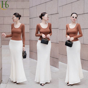 Falda larga de encaje elástico para mujer, hecha en Vietnam, minifalda, mezcla de poliéster, teñido liso y transpirable, servicio OEM - Product Image 5