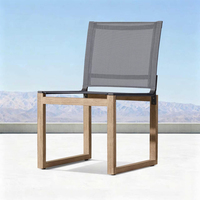 Ensemble de table et de chaises d'extérieur pour hôtel, ensemble de meubles de patio pour villa, chaises de salle à manger de jardin en teck de luxe, meubles d'extérieur modernes
