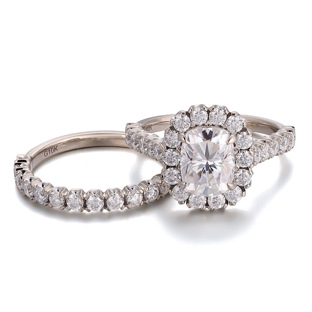 Anillo de moissanita de oro macizo real de 14 quilates