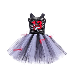 Disfraces de Halloween para TV y películas, vestido de tutú de malla de payaso rojo y negro para chico, vestido de artista de escenario con diadema - Product Image 5