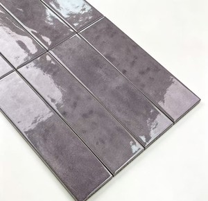 Piastrella Lunga in Porcellana Lucida Stile Moderno Francese 75x300mm Grigio Viola Resistente agli Acidi per Pareti Esterne e Pavimenti di Hotel - Product Image 2