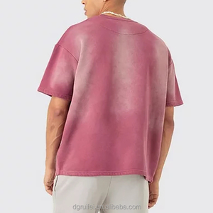 Maglietta squadrata personalizzata Oversize con stampa di seta <span class=keywords><strong>a</strong></span> mezza manica pesante T-Shirt in pietra lavata con lavaggio acido sdrai da sole T-Shirt sbiancata da uomo - Product Image 3