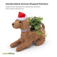 Pot de fleurs autoportant en fibre de coco artisanale pour chien, décoration de jardin légère pour Noël