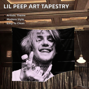 Tapisserie murale de haute qualité Lil Peep, décoration murale esthétique, art hipster, rappeur, impression artistique, décoration de chambre à coucher, motif de paysage, coton et <span class=keywords><strong>lin</strong></span> - Product Image 2