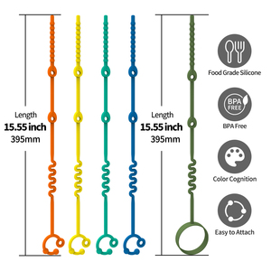 Sangle de jouet en silicone en forme de feuille réglable - Laisse de jouet durable pour bébé pour sécuriser la sucette, le <span class=keywords><strong>hochet</strong></span> et les hochets pour <span class=keywords><strong>poussette</strong></span>, siège auto - Product Image 2