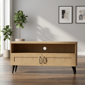 Centro de Entretenimiento para TV con Panel de Madera, Soporte de Almacenamiento, Fácil Instalación, Color Personalizable - Moderno, para Sala de Estar, Dormitorio, Taller, Hogar - Product Image 2