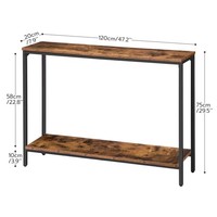 Mesa Consola Industrial de Dos Niveles con Tapa de Madera y Estructura Metálica - Mesa de Entrada de 120 cm con Estante de Almacenamiento