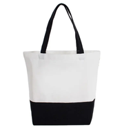 Sac fourre-tout en toile bicolore réutilisable, sac à bandoulière décontracté, sac de shopping simple en toile bicolore pour le travail quotidien, l'école et les voyages