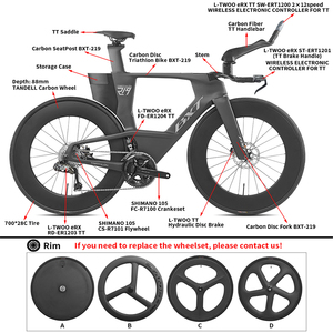 Bicicleta de Triatlón BXT Triathlon-219 de Fibra de Carbono con Cambio Electrónico, Frenos de Disco, Depósito de Agua Integrado y Manillar Aerodinámico <span class=keywords><strong>TT</strong></span> - Product Image 3