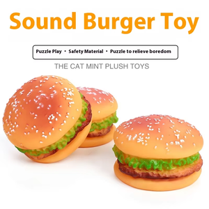 Grappige Cartoon Pvc Hond Piepend Speelgoed Bijtbestendige Interactieve Training Kauw Huisdier Stem Simulatie Hamburger Simulatie Vinyl Hond - Product Image 5