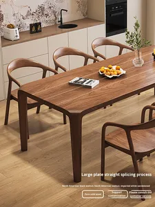 <span class=keywords><strong>Set</strong></span> Tavolo da Pranzo Rettangolare e Sedie in Legno Massello di Noce Nero Nordamericano Stile Vintage con Struttura a Mortasa e Tenone per Arredamento Casa - Product Image 3