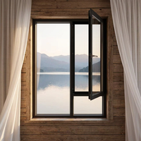 Ventana Abatible Moderna de Aluminio con Doble Acristalamiento para Apartamento, Resistente al Agua, al Viento y a los Ladrones, de Acero Inoxidable