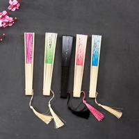 Éventail pliant en bambou de 21 cm, en soie, style antique, portable, pour la danse, Hanfu, usage quotidien, cadeau