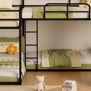 Lits superposés en métal bon marché, design avec escalier et espace de rangement, adaptés aux hôtels, aux employés d'usine, aux écoles, aux lits d'étudiants, aux dortoirs - Product Image 2