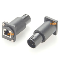 Adaptateur XLR 5 broches mâle vers RJ45 femelle, connecteur de montage sur panneau de châssis de type D, série D, RJ45 vers XLR 5 broches, compatible DMX-5XM-CAT5