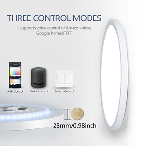 Plafonnier <span class=keywords><strong>LED</strong></span> intelligent 24W Abat-jour blanc moderne de haute qualité pour chambre à coucher Tuya Wifi Ble App-Enabled/Voice Control PC Lamp - Product Image 4