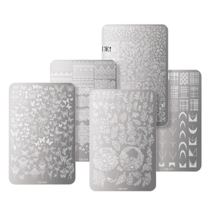 Placa de estampado de uñas de acero con adhesivo de transferencia, con patrón de mariposa impreso para peinados, plantilla de uñas francesas, estampado de arte de uñas - Product Image 1