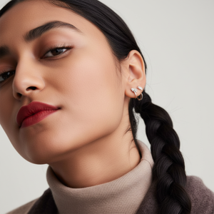 Boucles d'oreilles tendance religieuses en laiton plaqué or avec chaîne simple et zircon turquoise, idéales pour mariage, fête, fiançailles ou comme cadeau - Product Image 1