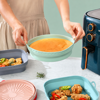 Grande doublure ronde pliable en silicone de 23,5 cm pour friteuse à air, réutilisable, antiadhésive, résistante à la chaleur, 4 couleurs, vente en gros