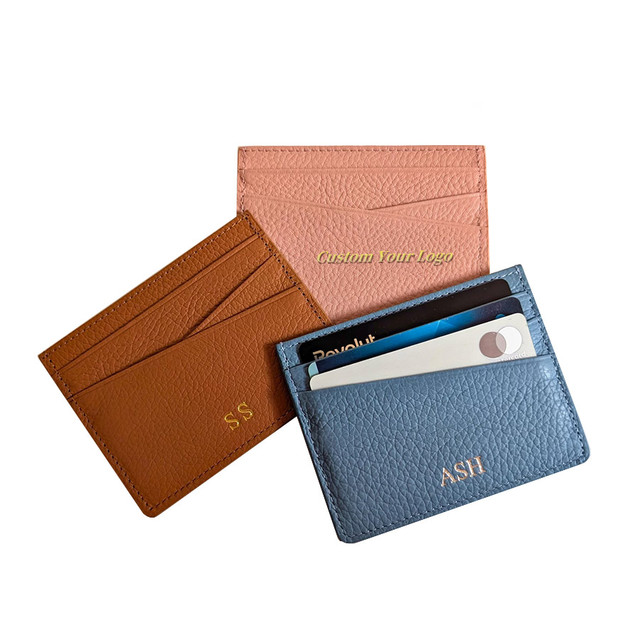 Genuine Leather Card Holder, Custom Your logo Card Wallet, Credit Cardholder, Personalized Small Card Leather Wallet, Gift